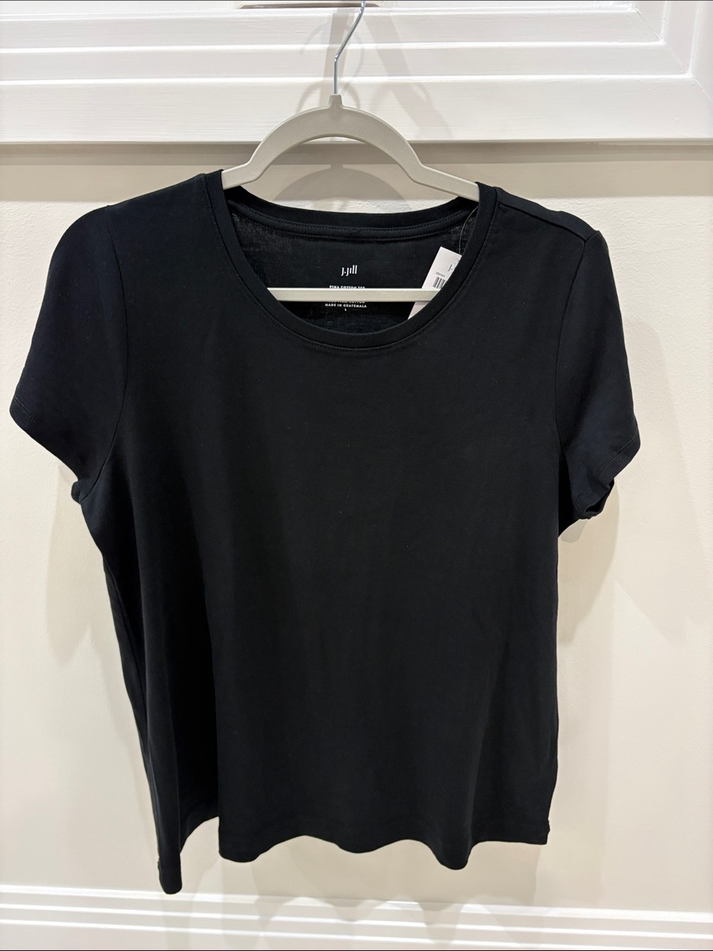 NWT J Jill Pima Cotton Black Tee Size Large